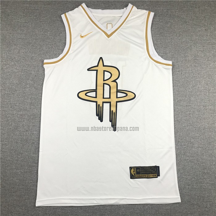 Camiseta Golden Edition Houston Rockets James Harden NO 13 Blanco